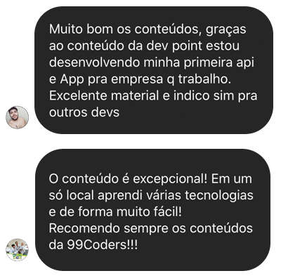 Depoimento de aluno do 99 Club